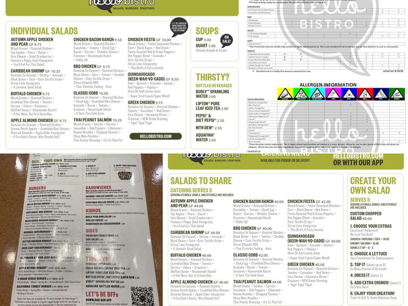 Hello Bistro Menu