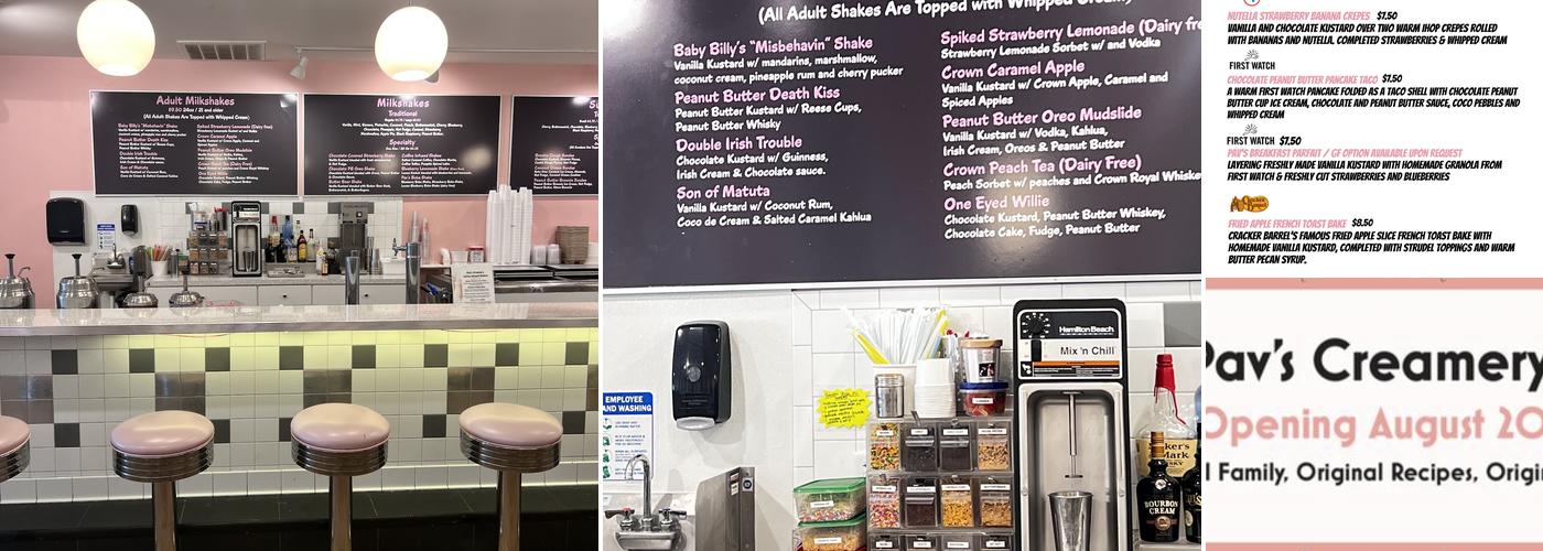 Pav’s Creamery Menu