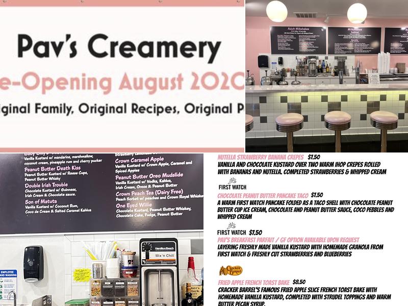 Pav’s Creamery Menu