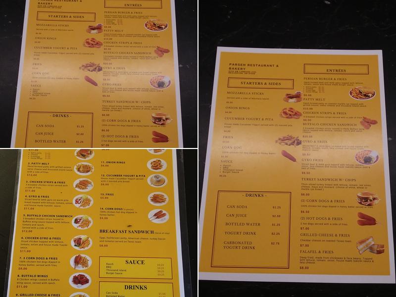 Parseh Restaurant & Bakery Menu