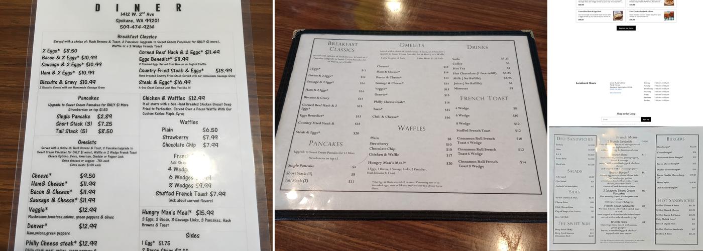 Uncle Rusty's Diner Menu