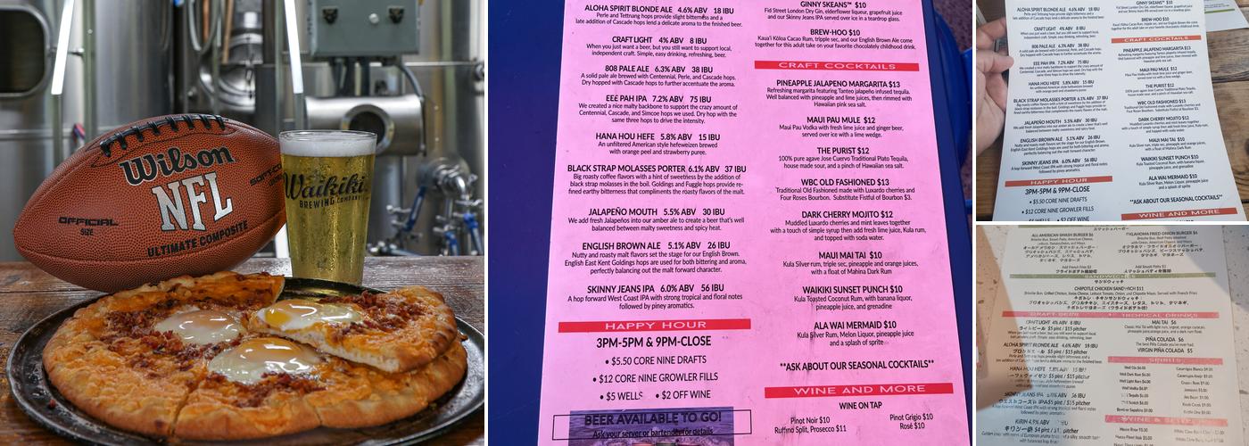 Waikiki Brewing Company - Waikiki Menu