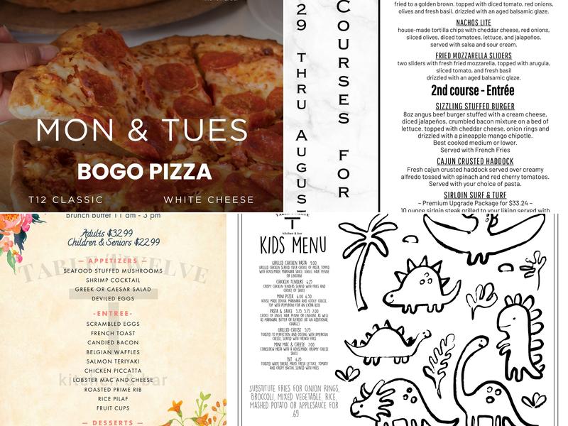 Table Twelve Kitchen & Bar Menu