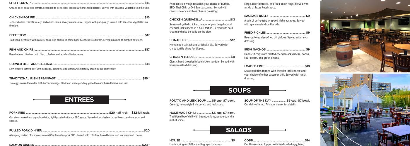 McNamara's Pub and Restaurant Menu
