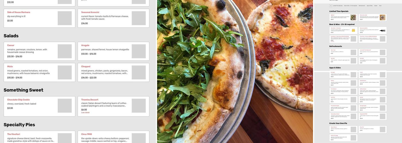 Vincitori Apizza Menu