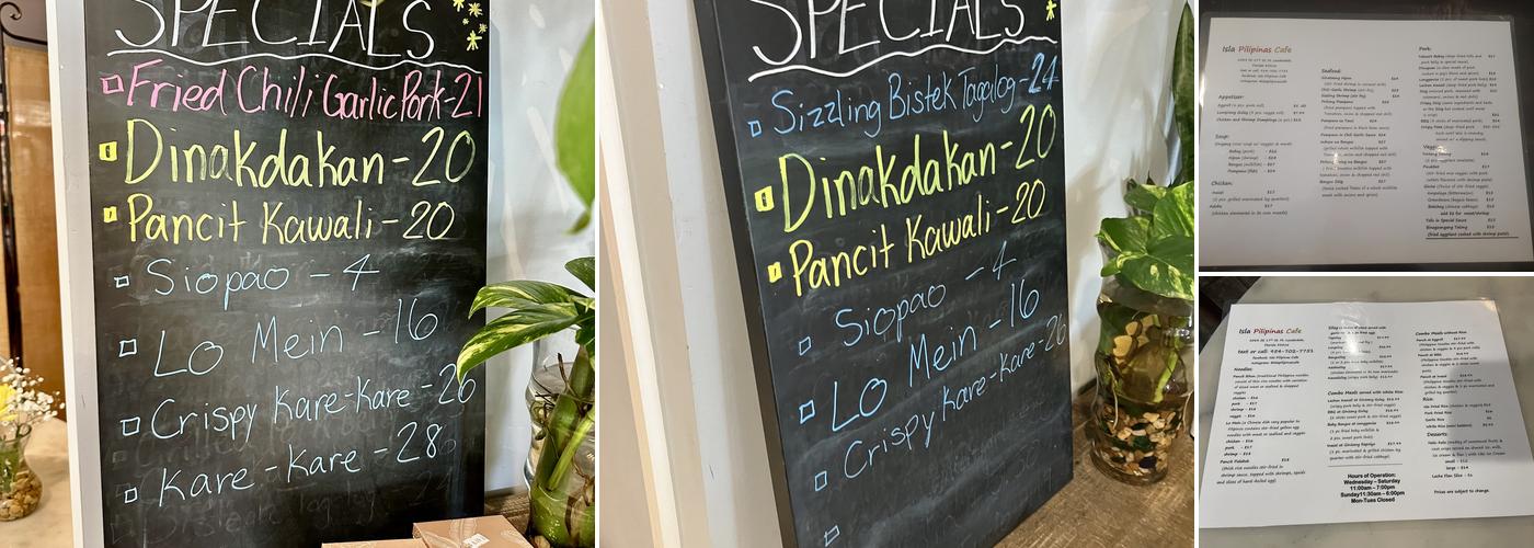 Isla Pilipinas Cafe Menu