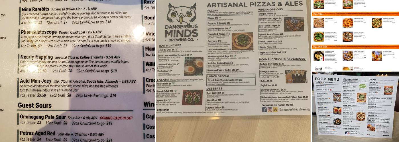 Dangerous Minds Brewing Co Menu