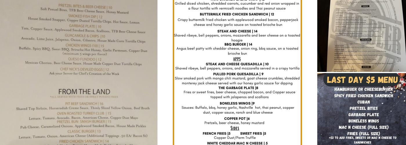 Crave & Copper Menu