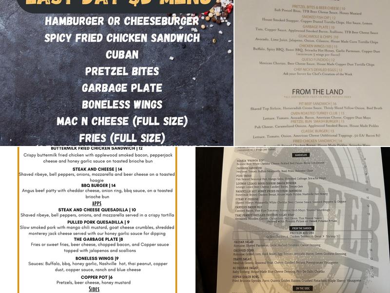 Crave & Copper Menu