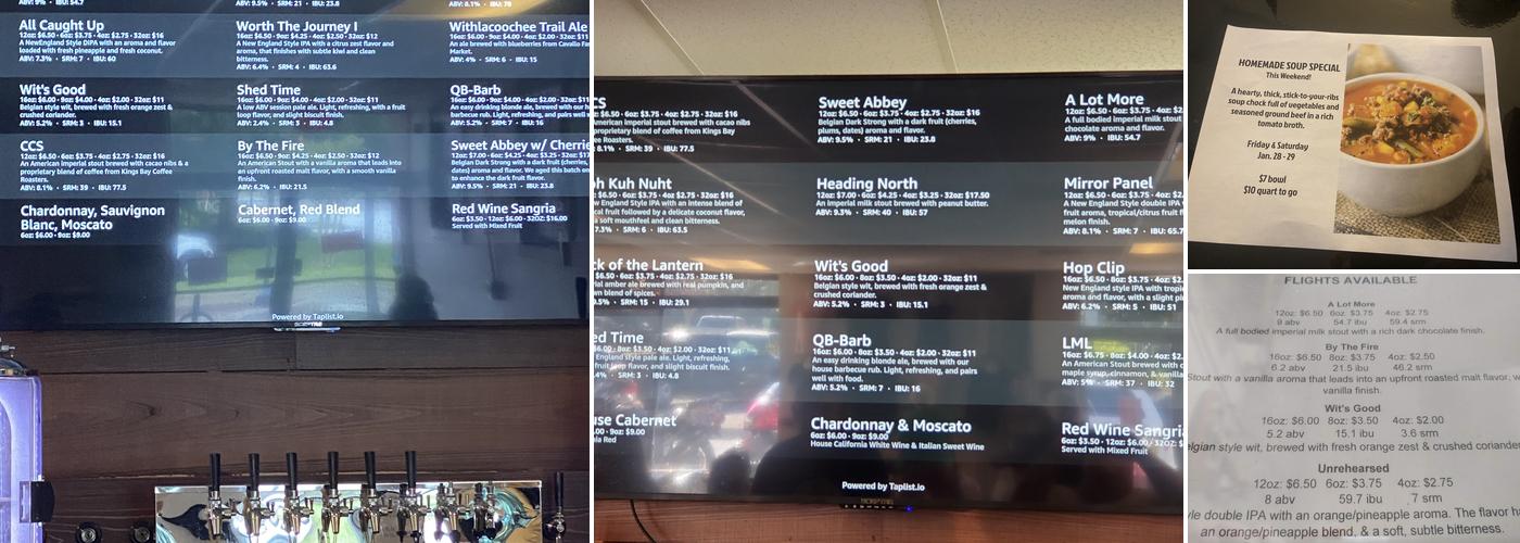 Nine State Brewery Menu