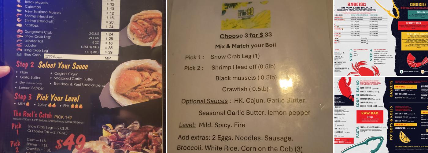 Hook & Reel Cajun Seafood & Bar Menu