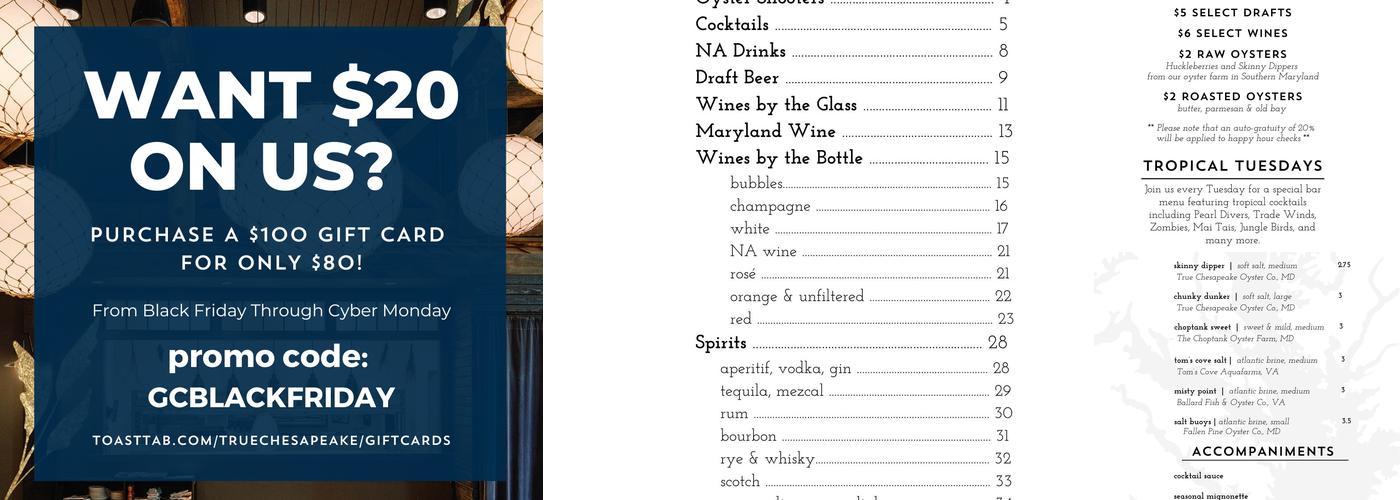 True Chesapeake Menu