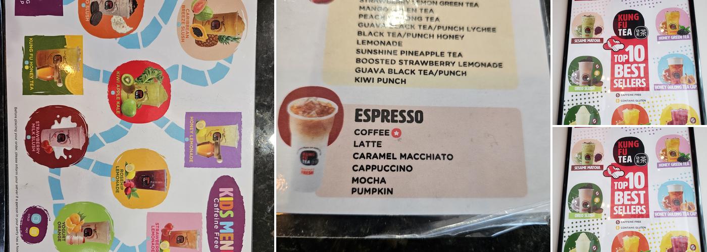 kung fu tea Menu