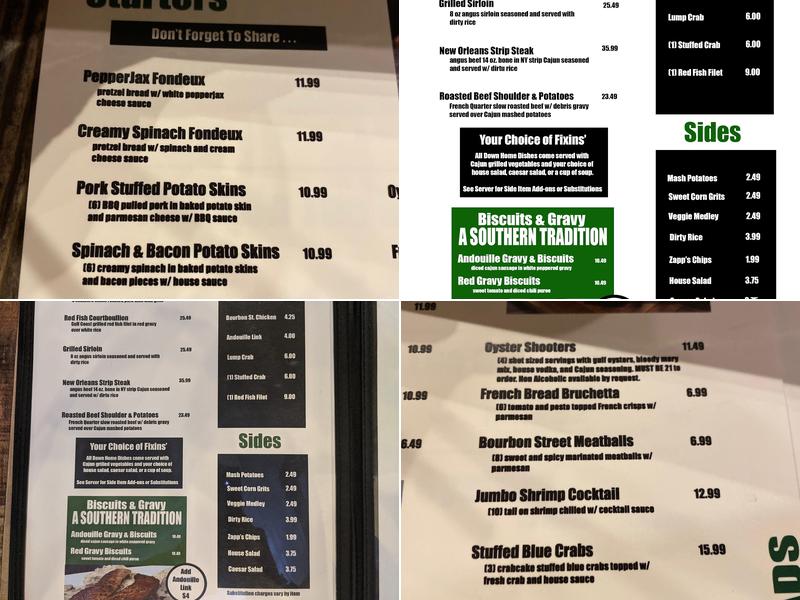 Frozen Pirogue Menu
