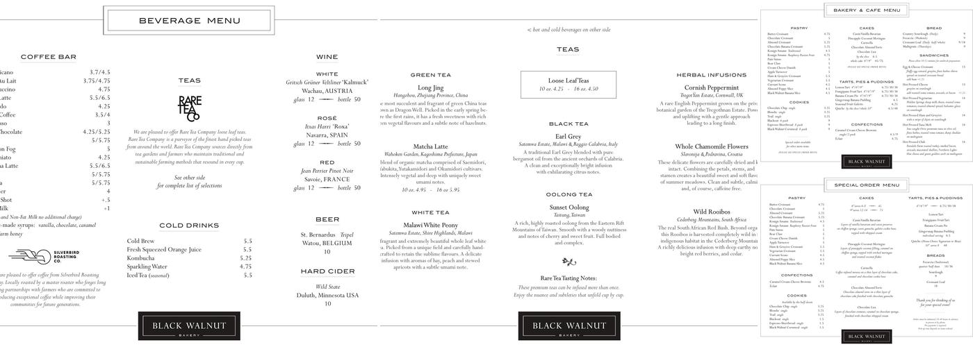 Black Walnut Bakery Menu