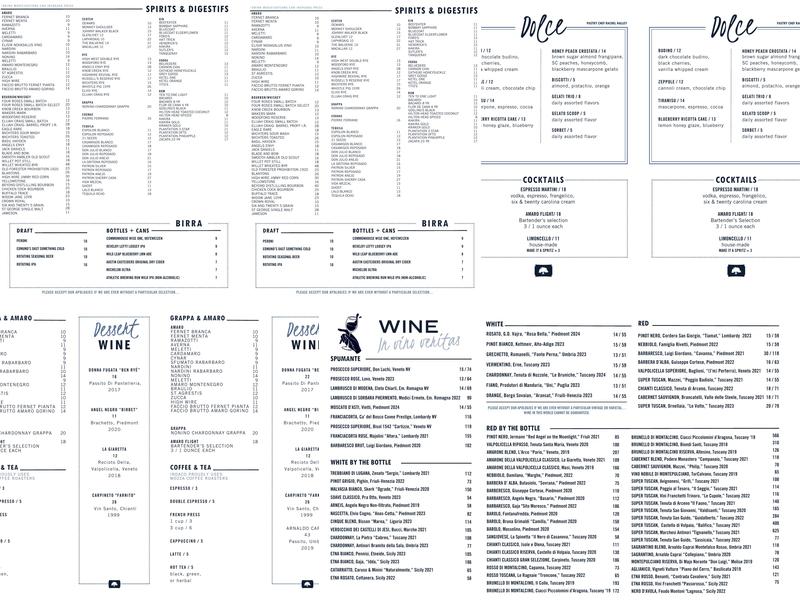 Indaco Menu
