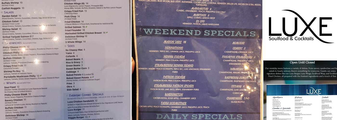 Luxe Soulfood & Cocktails Menu