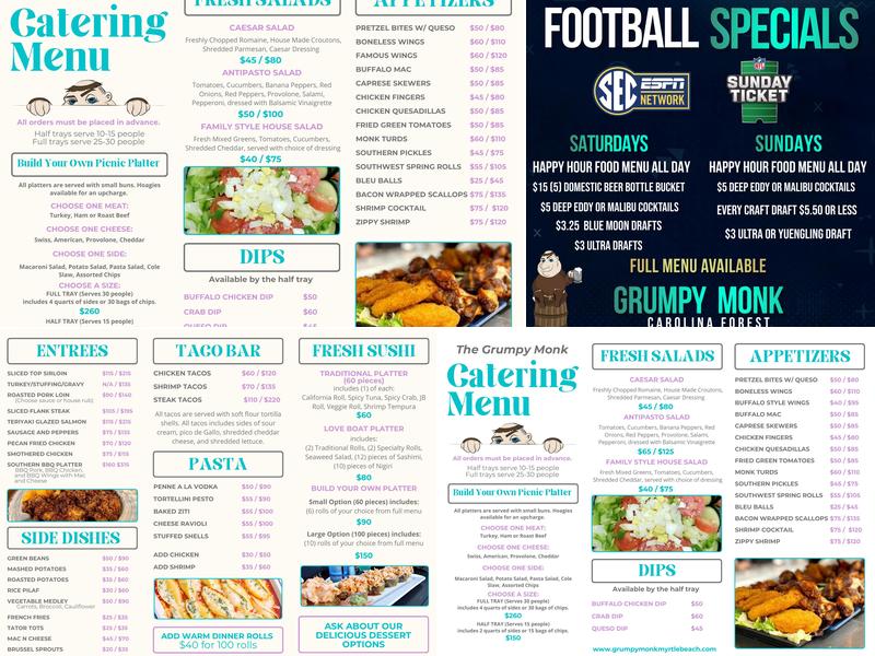 The Grumpy Monk North Myrtle Beach Menu