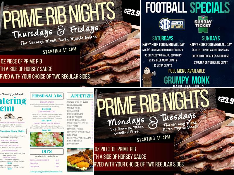 The Grumpy Monk North Myrtle Beach Menu