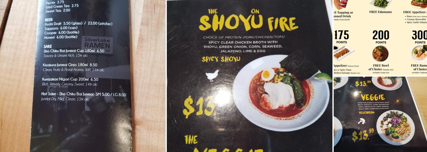 silverlake ramen Menu