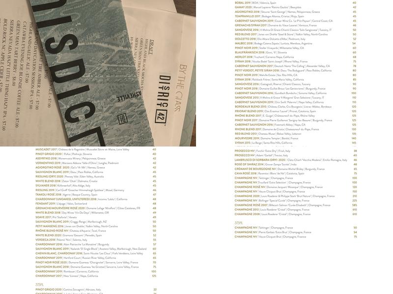 District 42 Menu
