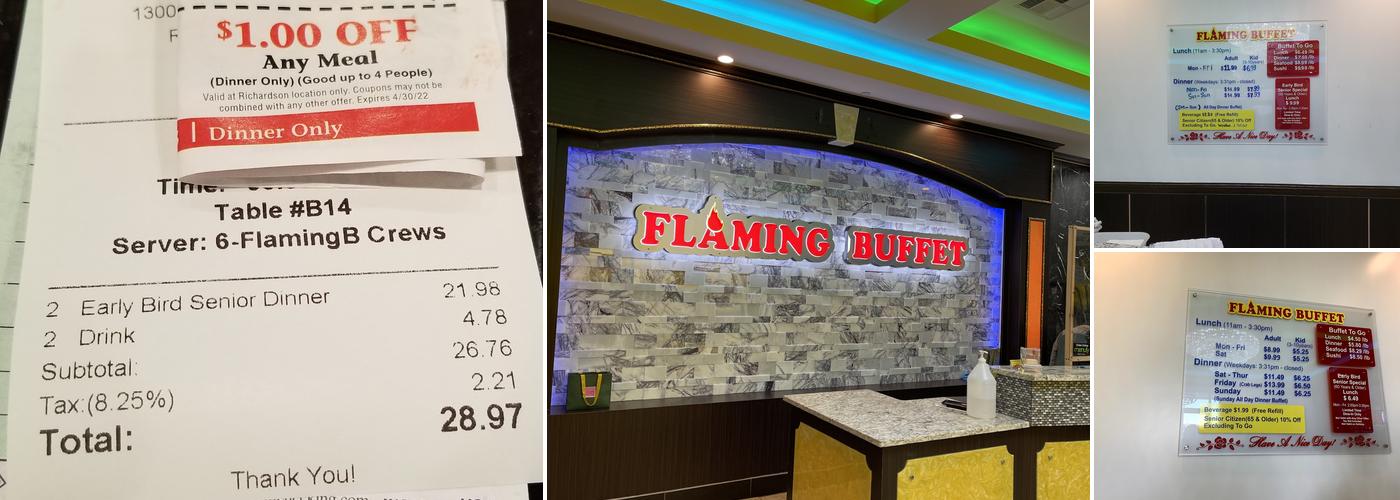 Flaming Buffet Menu