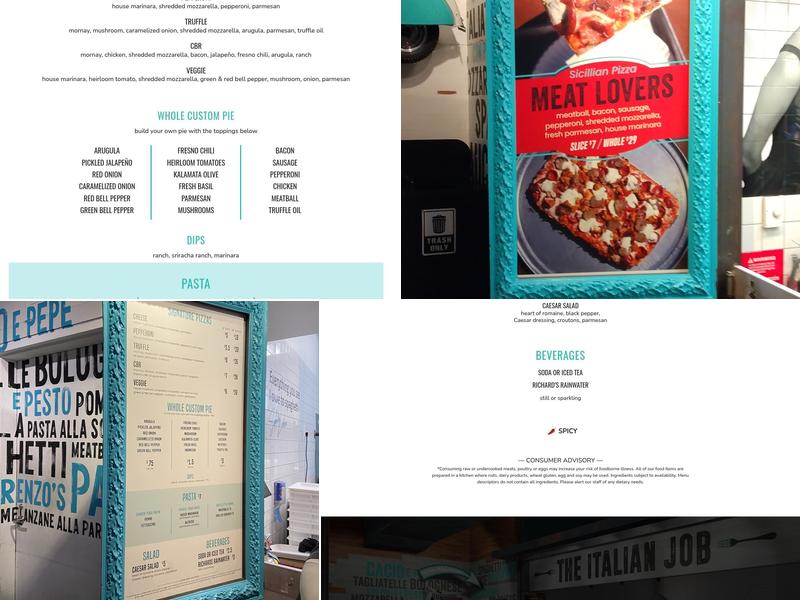 The Italian Job Menu