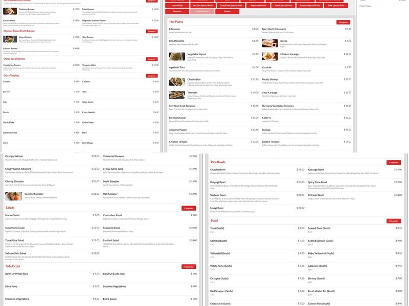 Ozeki Ramen & Sushi Izakaya Menu