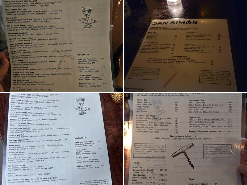 San Simón Menu