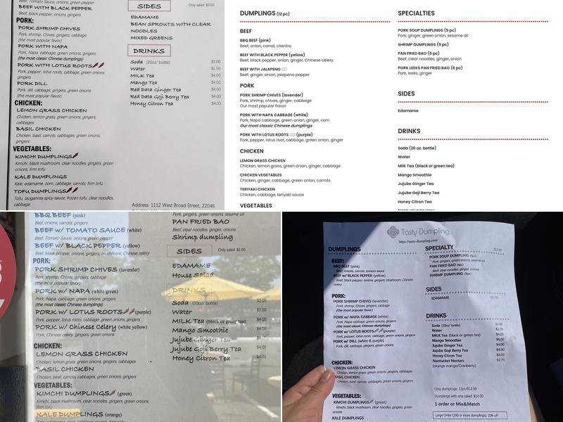 Tasty Dumpling Menu