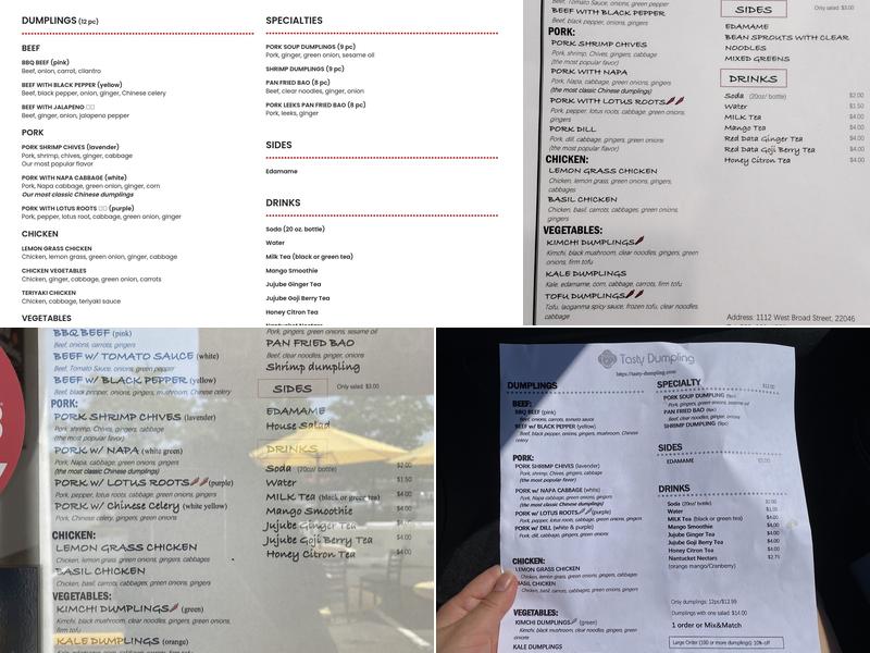Tasty Dumpling Menu