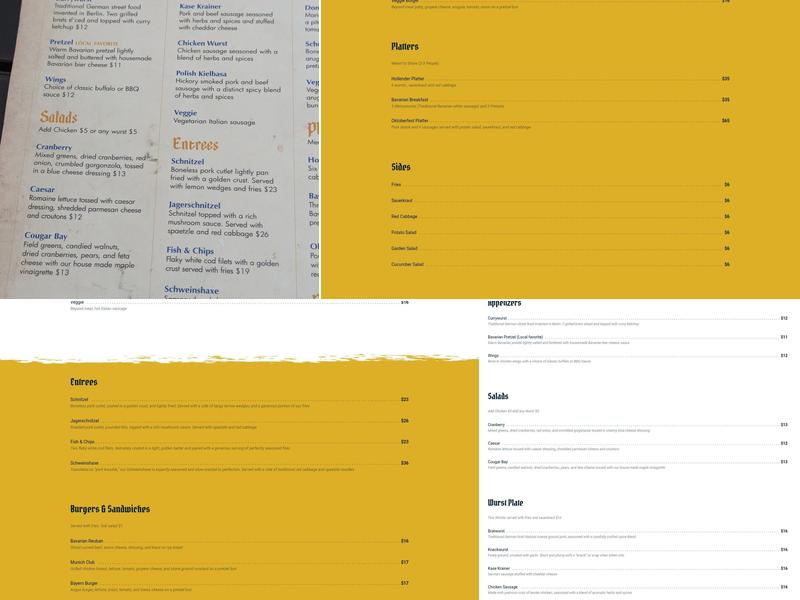 Bier Haus Menu