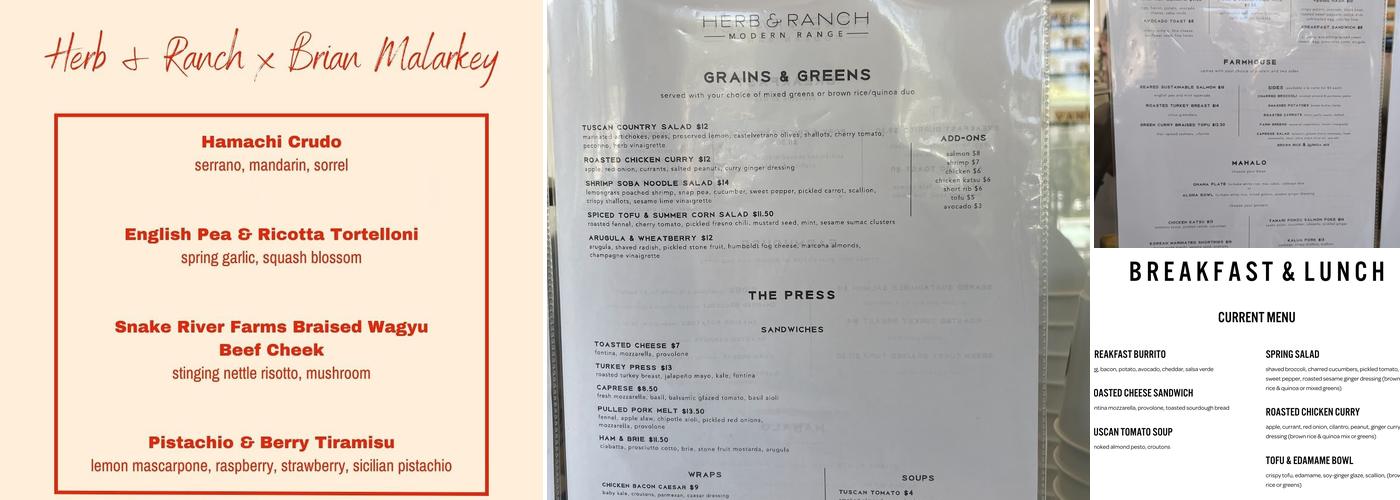 Herb & Ranch Menu