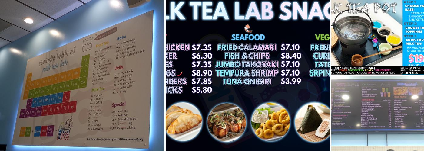 Milk Tea Lab Menu
