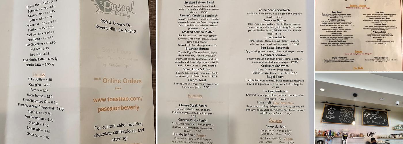 Pascal on Beverly Menu
