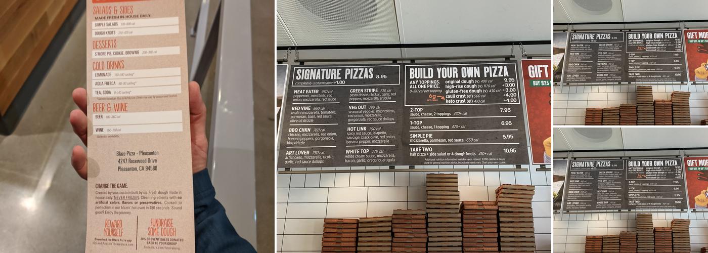 Blaze Pizza Menu