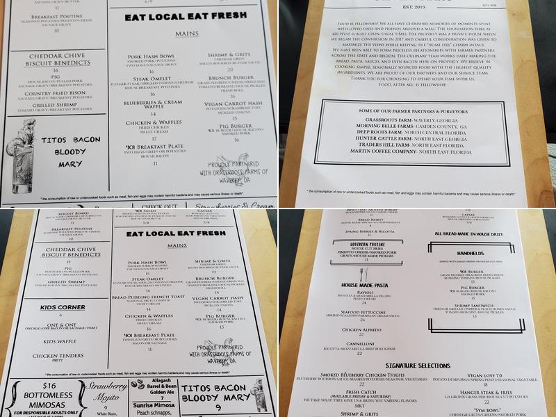 401 West Restaurant Menu