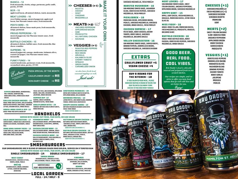 Brü Daddy's Brewing Company Menu