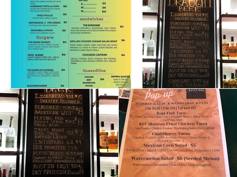 Rusty Nail Brooklyn Menu