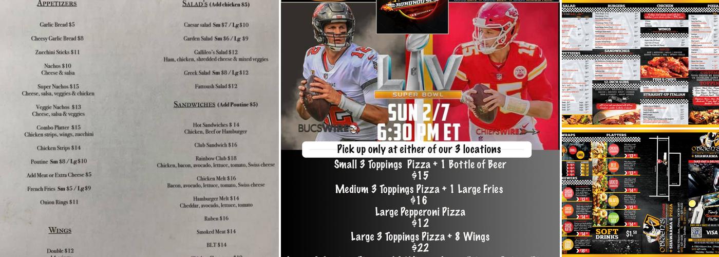 O'Brien's Corner Menu