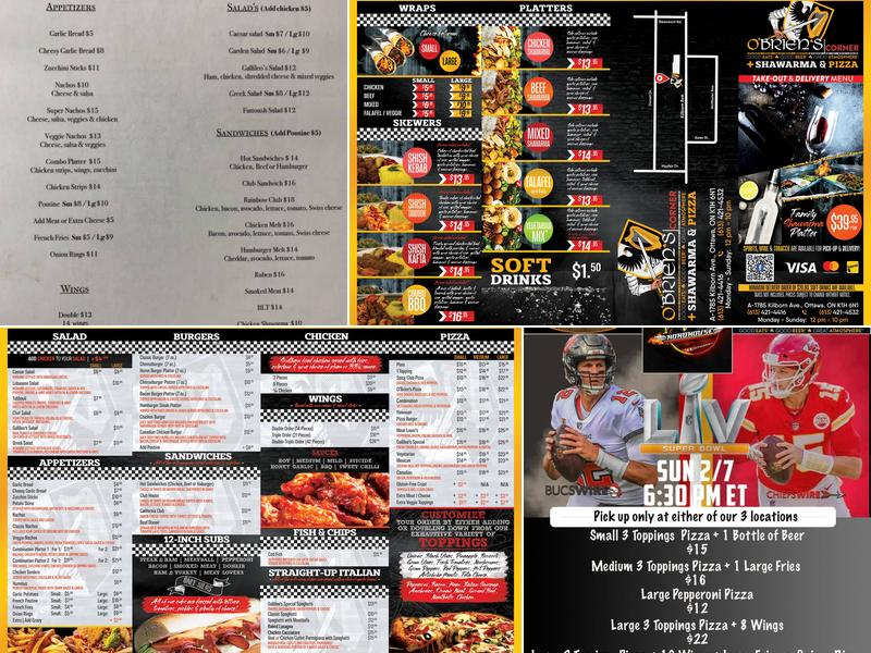 O'Brien's Corner Menu