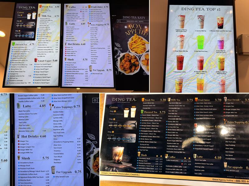 Ding Tea Menu