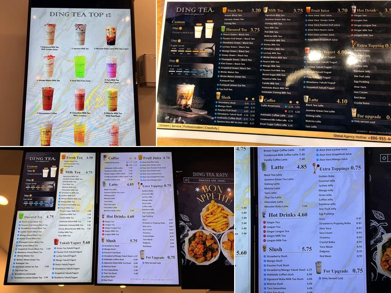 Ding Tea Menu