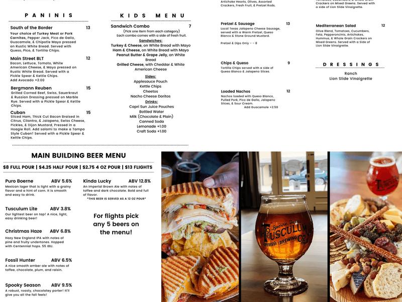 Tusculum Brewing Company Menu