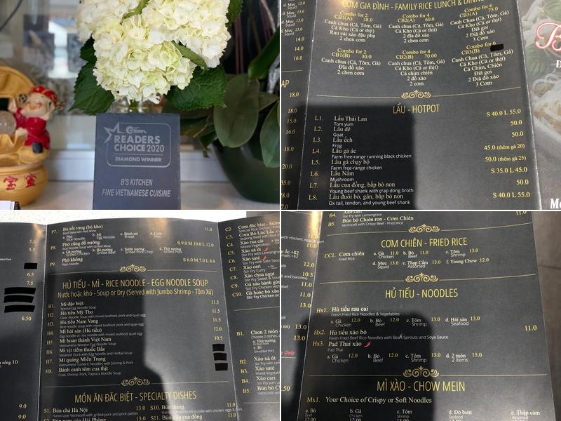 B's Kitchen Fine Vietnamese Cuisine Menu