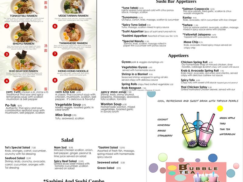 Sam's Sushi Menu