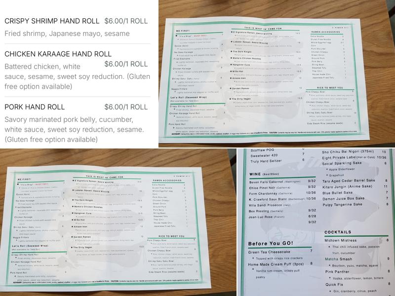 E Ramen + Menu