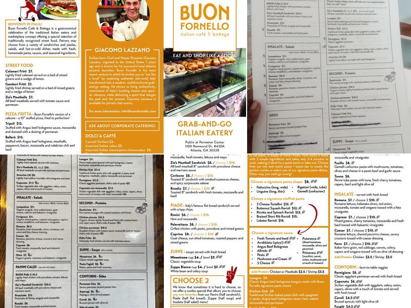 Buon Fornello Café & Bottega Menu