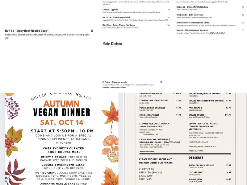 Danang Kitchen Menu