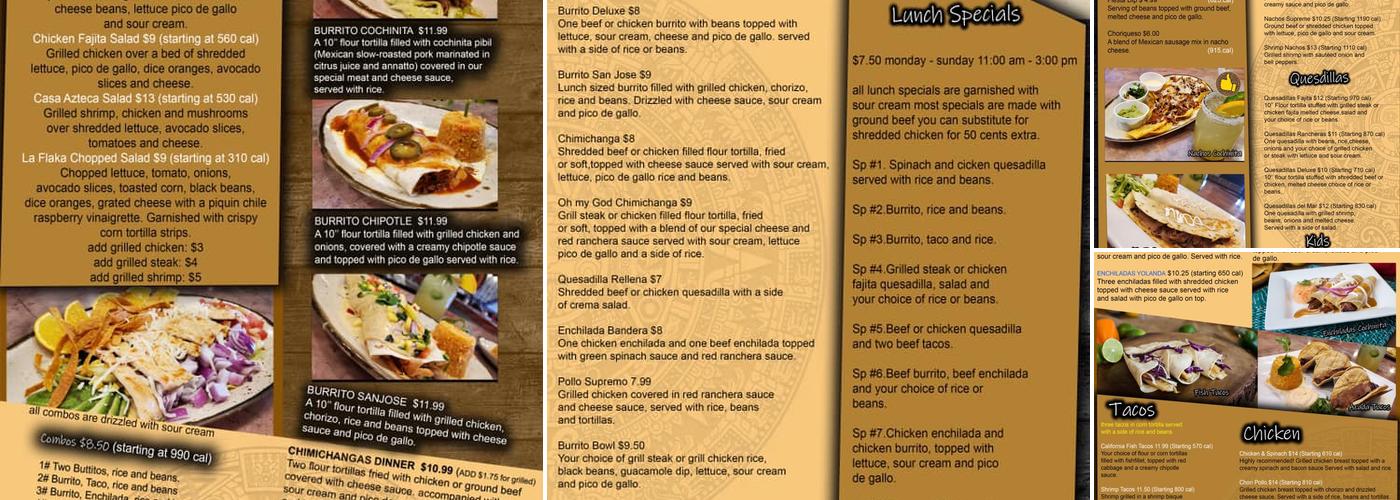 Casa Azteca Menu